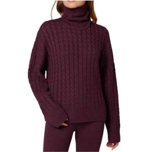 Favorite Daughter Cable Knit Turtleneck Sweater Plum Wool Blend Size S